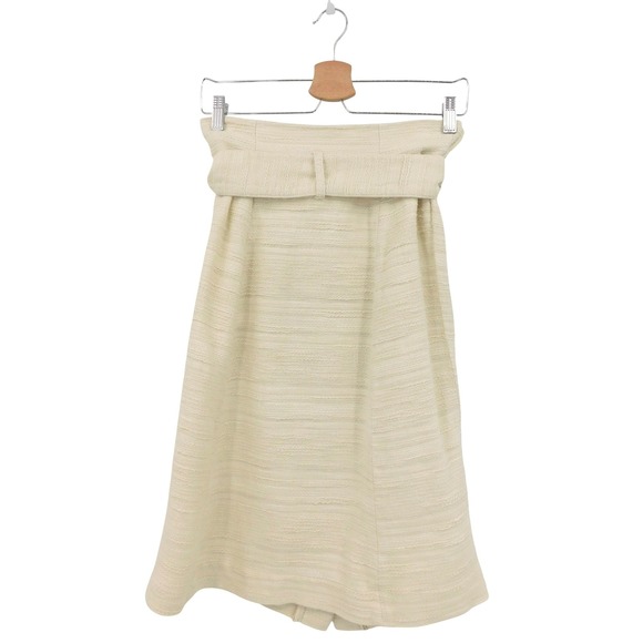 Sezane Cream Textured Button Front Midi Skirt Belted Waist Size 34 - Picture 2 of 6